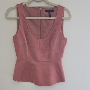 BCBGMAXAZRIA Dusty Rose Suede Peplum Tank Top